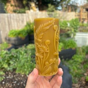 Homemade All-Natural Toxic Free 100% Beeswax Woodland Fern Candle